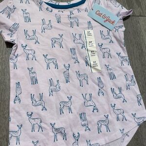 Cat & Jack Kids' Light Pink Deer Pattern T-Shirt